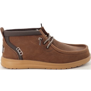 HEY DUDE WALLY MID GRIPR LEATHER<br>Marron