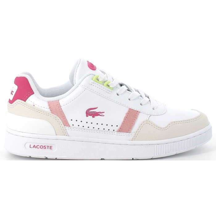 Baskets pour femmes Lacoste T-Clip pour femmes - White/ Pink clair